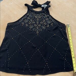 Tempted Hearts Black Sleeveless Embellished Crop Top